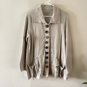 Neon Buddha Jacket Womens Large Taupe Lagenlook Artsy Bohemian Minimalist Chic
